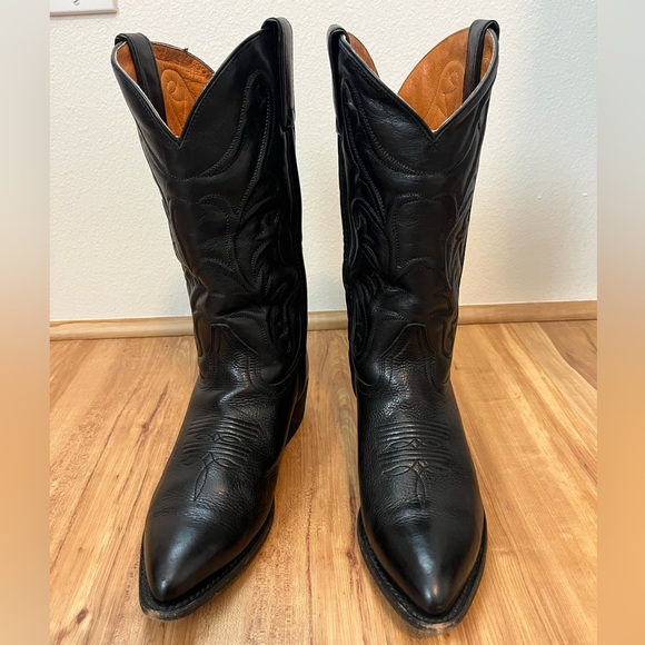 Frye Cowboy Boots Sz 9 Black Mid Calf height Leather - Picture 4 of 10